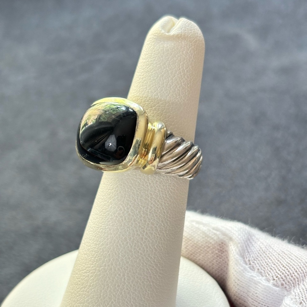 David Yurman 925 & 14k Gold Noblesse Ring with Black Onyx 5.5